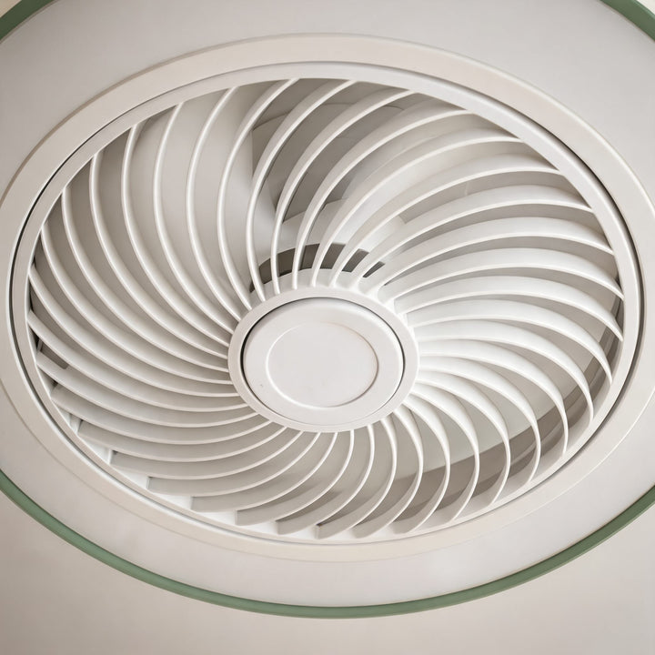Modern Bladeless Ceiling Fan with Lights Flush Mount Iron Frame LED Dimmable Color Temperature