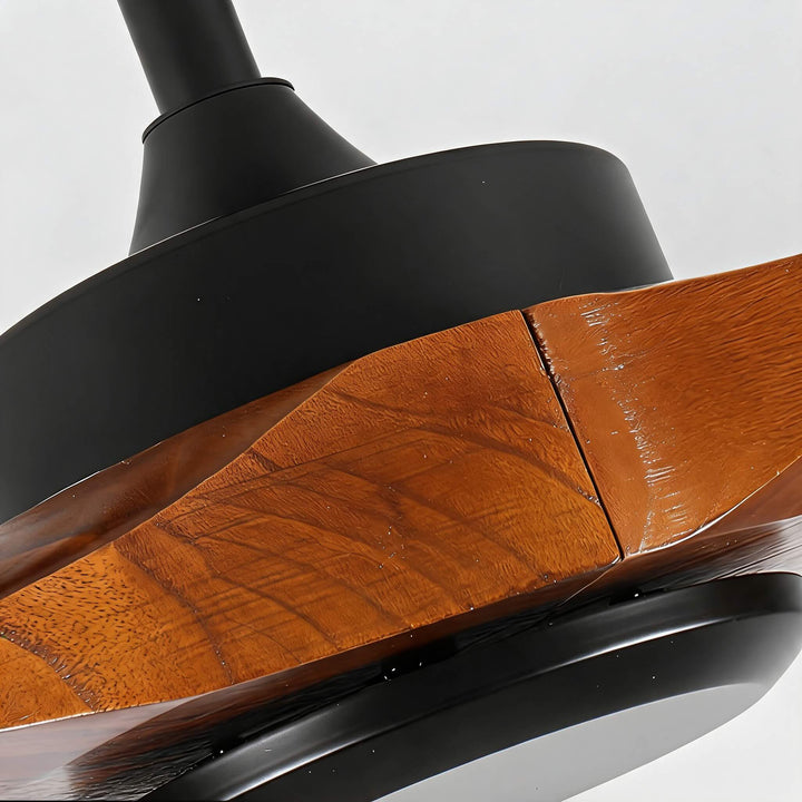 Modern Outdoor Ceiling Fan with Walnut Wood Blades IP65 Waterproof Rating and 6-Speed Motor