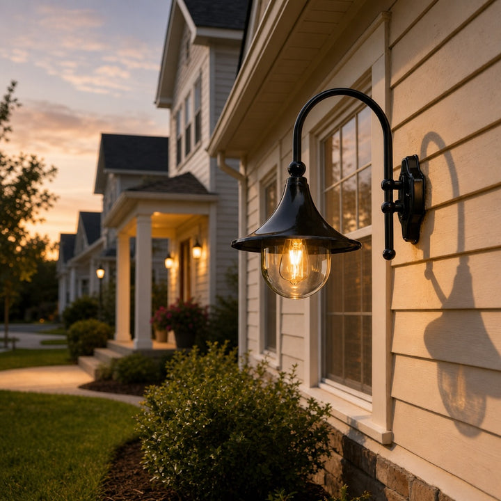 Vintage Outdoor Wall Light Waterproof Aluminum Horn Shape LED Fixture Warm White 3000K