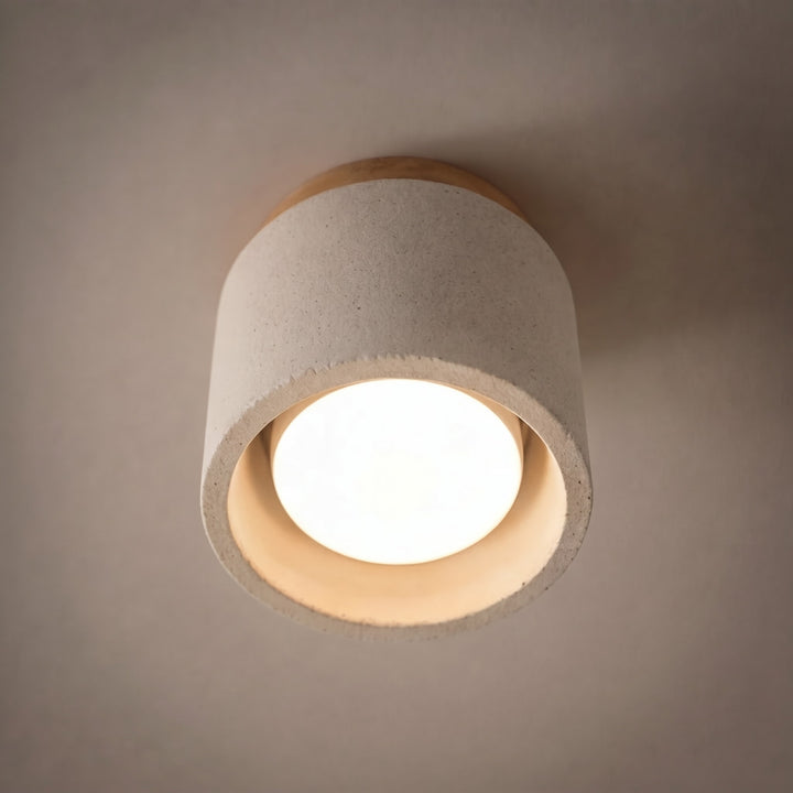 Modern Minimalist Round Ceiling Light Fixture Concrete LED GX53 Adjustable Color Temperature