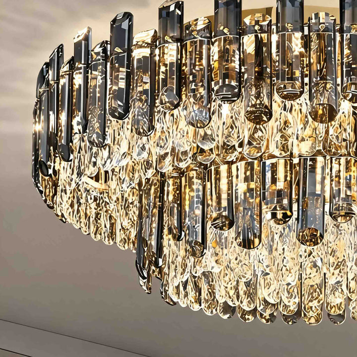 Modern Round Ceiling Light Chandelier with Crystal Accents Stainless Steel LED Adjustable Color Temperature