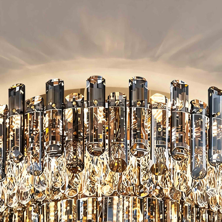 Modern Round Ceiling Light Chandelier with Crystal Accents Stainless Steel LED Adjustable Color Temperature