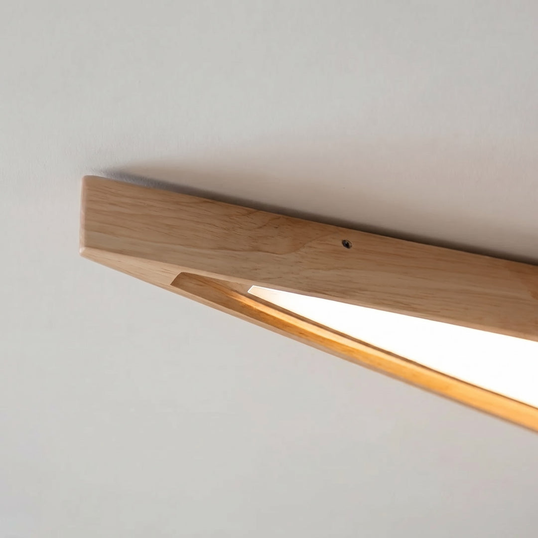 Modern Minimalist Ceiling Light Long Strip Diamond Shape Wood LED Adjustable Color Temperature