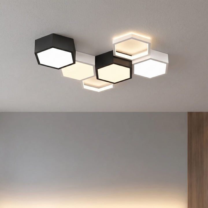 Modern Minimalist Indoor Ceiling Light Hexagon Design LED Adjustable Dimming Iron Acrylic