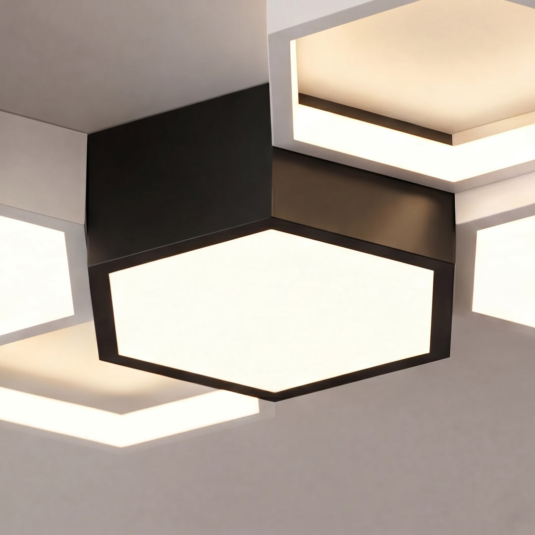 Modern Minimalist Indoor Ceiling Light Hexagon Design LED Adjustable Dimming Iron Acrylic