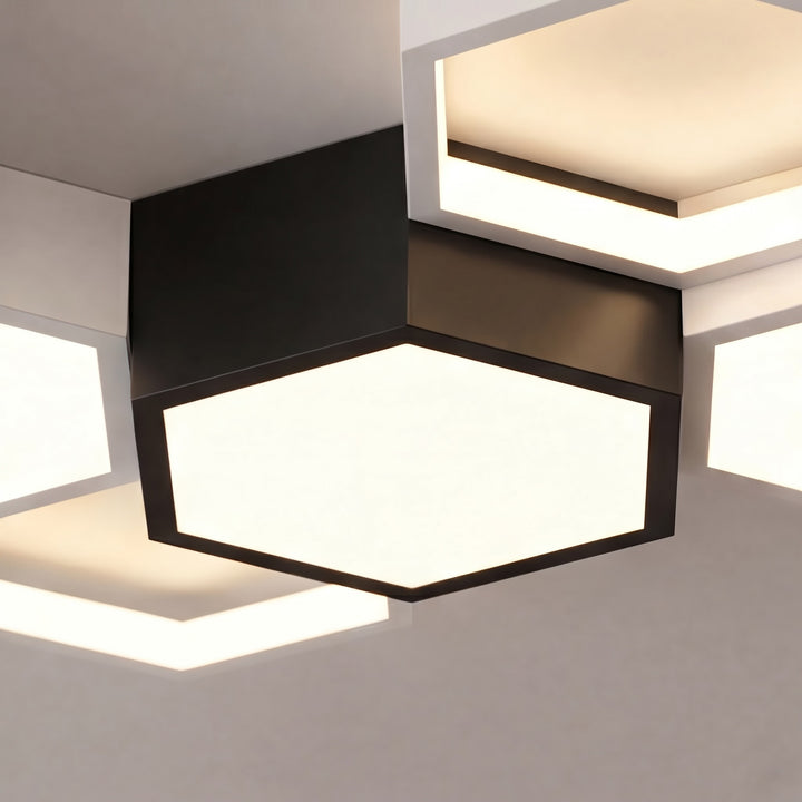 Modern Minimalist Indoor Ceiling Light Hexagon Design LED Adjustable Dimming Iron Acrylic