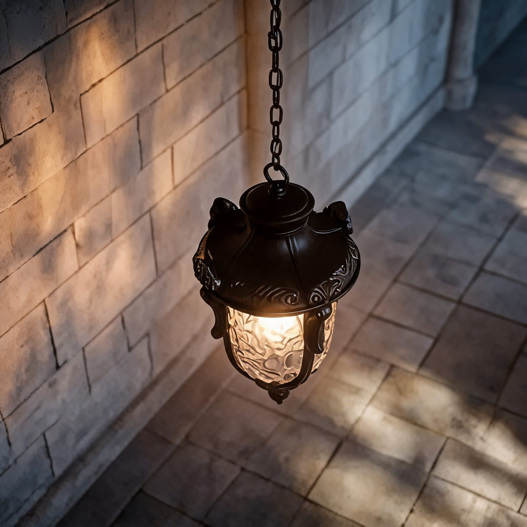 Rustic Modern Outdoor Pendant Light Adjustable Hanging Aluminum Glass Waterproof LED Garden Lights