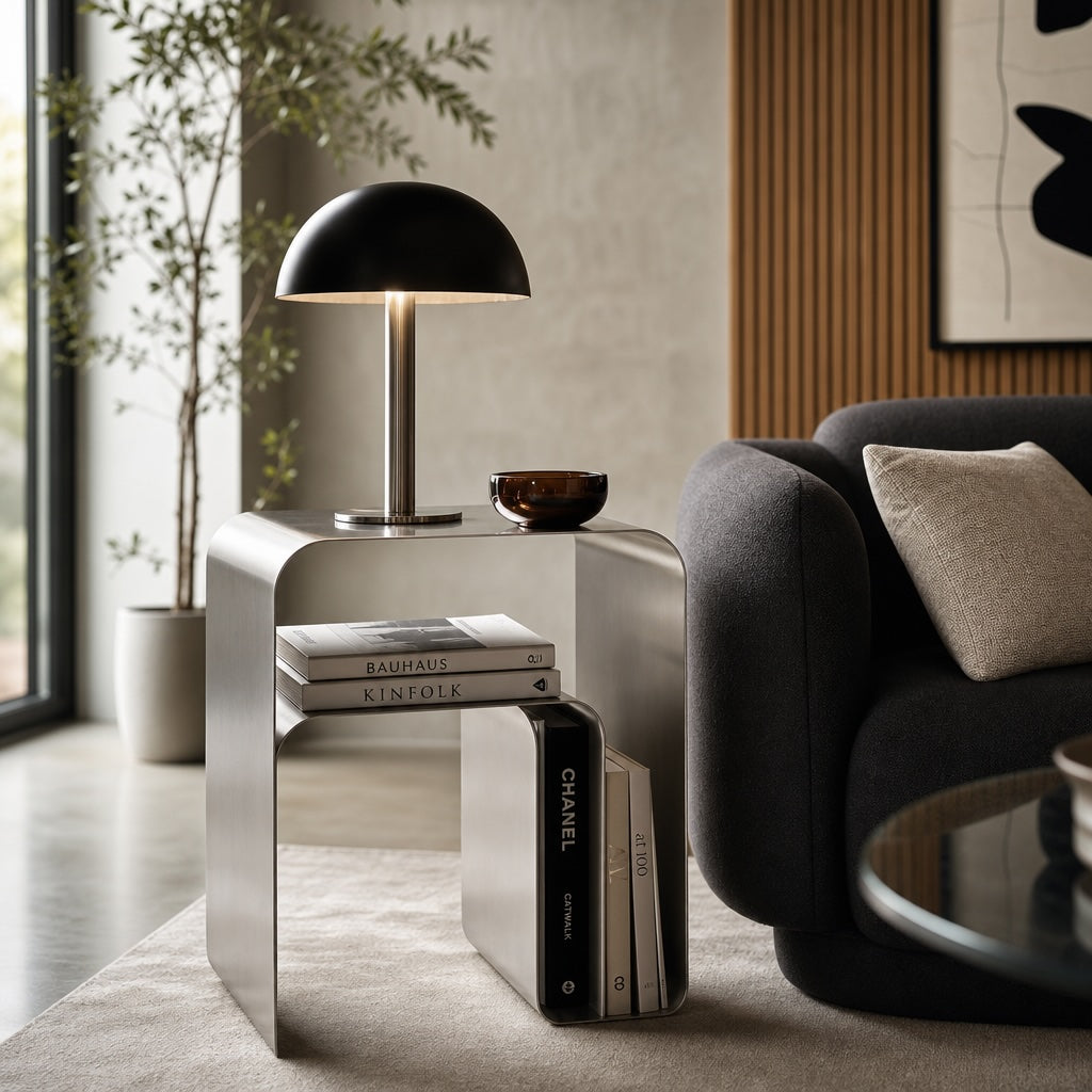 Modern Minimalist Side Table Stainless Steel Compact Design Versatile Bedside Table