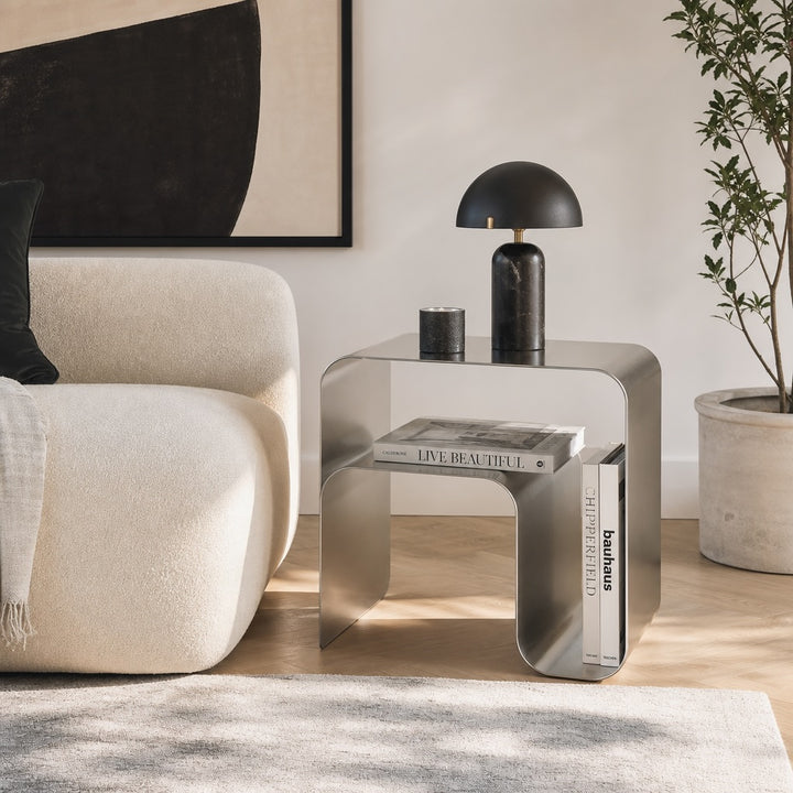 Modern Minimalist Side Table Stainless Steel Compact Design Versatile Bedside Table