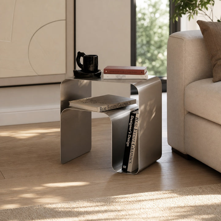 Modern Minimalist Side Table Stainless Steel Compact Design Versatile Bedside Table