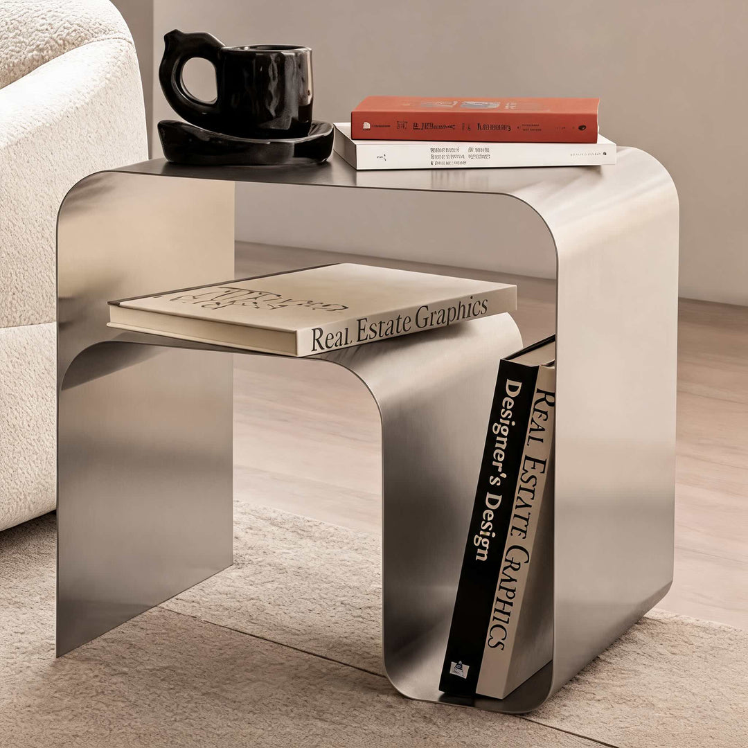 Modern Minimalist Side Table Stainless Steel Compact Design Versatile Bedside Table