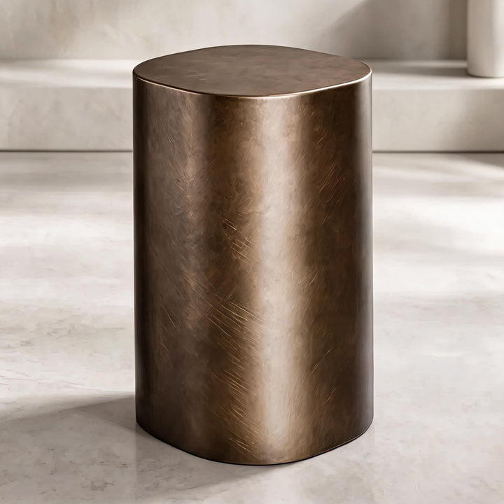 Contemporary Small Side Table with Irregular Top and Hand-Brushed Steel Finish for Versatile Spaces