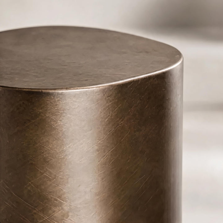 Contemporary Small Side Table with Irregular Top and Hand-Brushed Steel Finish for Versatile Spaces