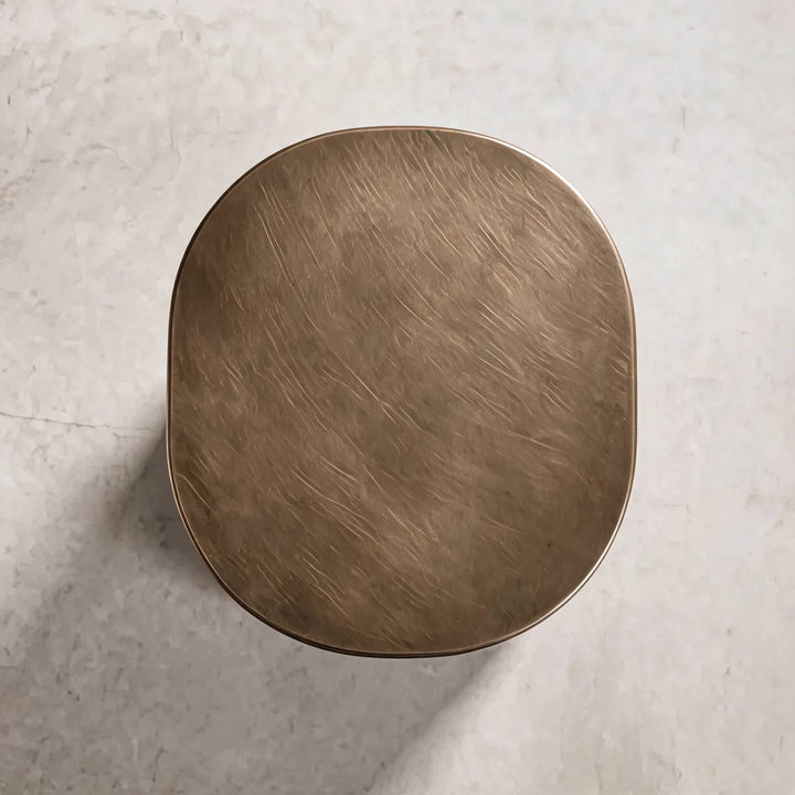 Contemporary Small Side Table with Irregular Top and Hand-Brushed Steel Finish for Versatile Spaces