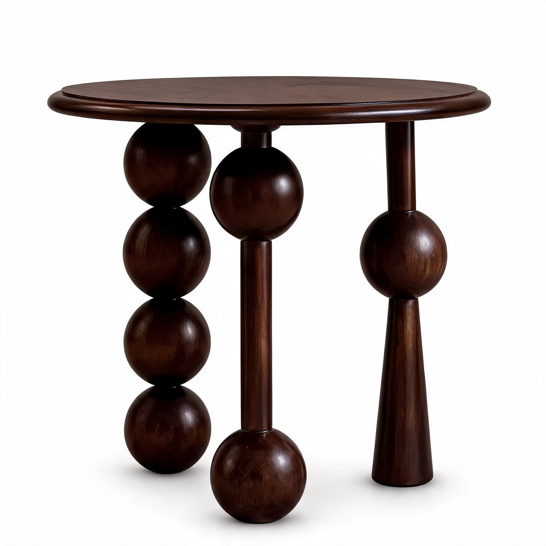 French Retro Style Round Side Table Solid Wood Compact Design for Living Room or Bedroom