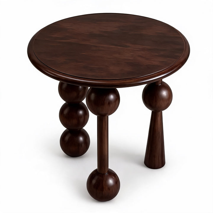 French Retro Style Round Side Table Solid Wood Compact Design for Living Room or Bedroom