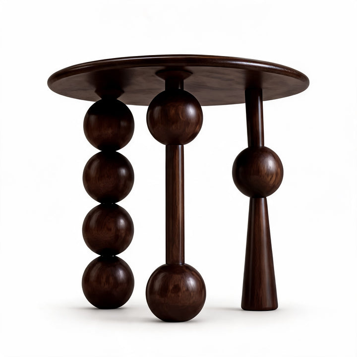 French Retro Style Round Side Table Solid Wood Compact Design for Living Room or Bedroom