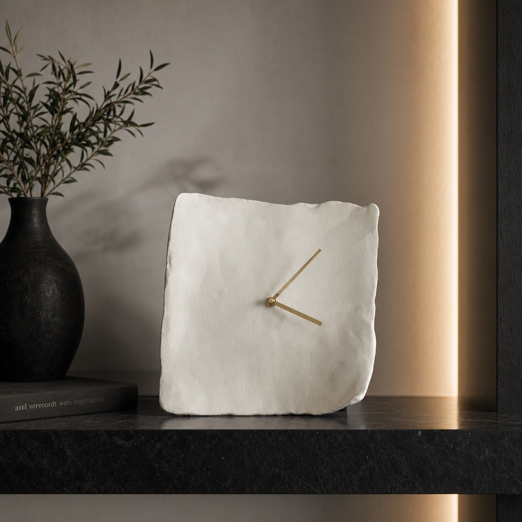 Modern Wall Clock with Unique Texture Silent Operation Resin 26x27cm for Living Room Decor
