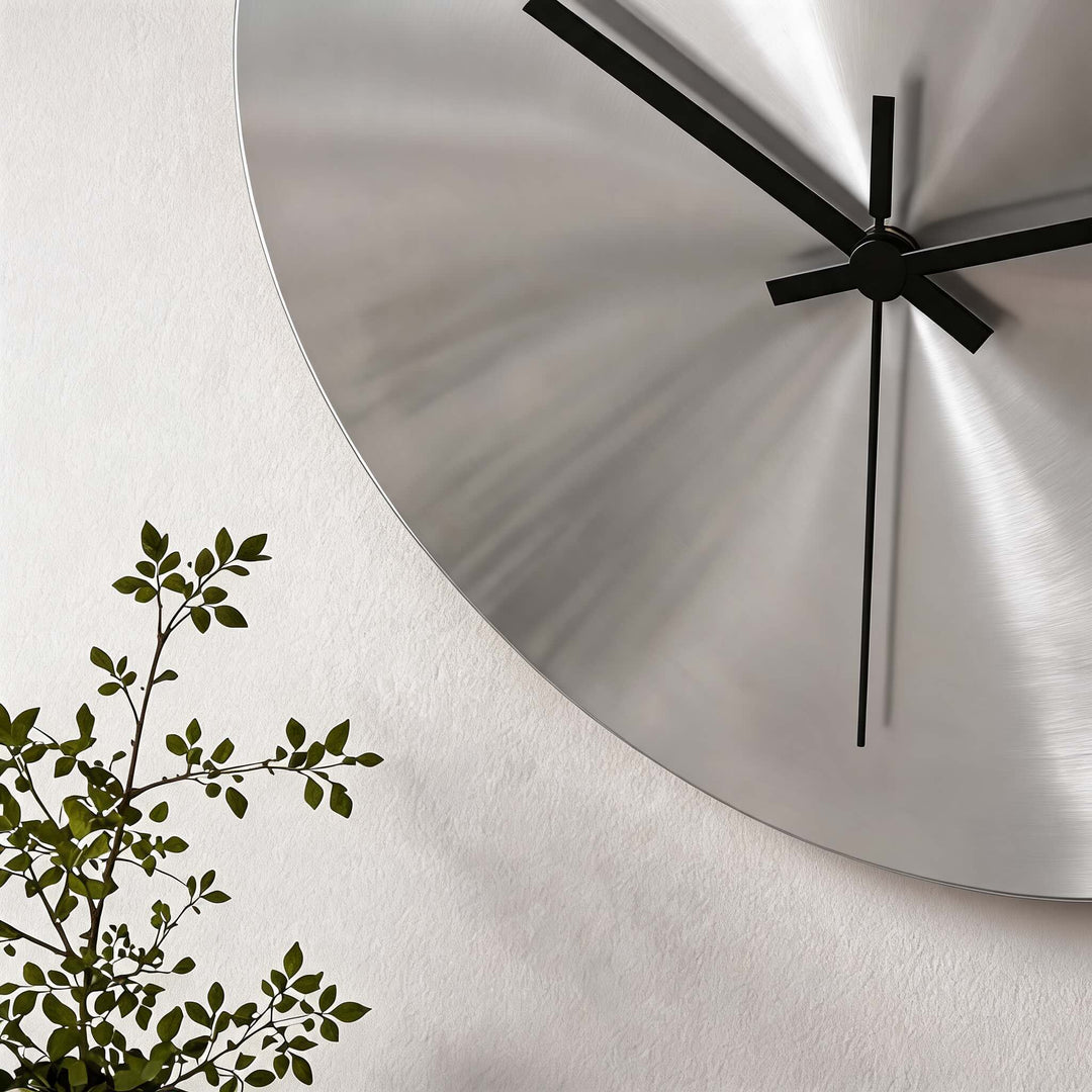 Modern Wall Clock Ultra-Slim Stainless Steel Silent Quartz Minimalist Design for Home Decor