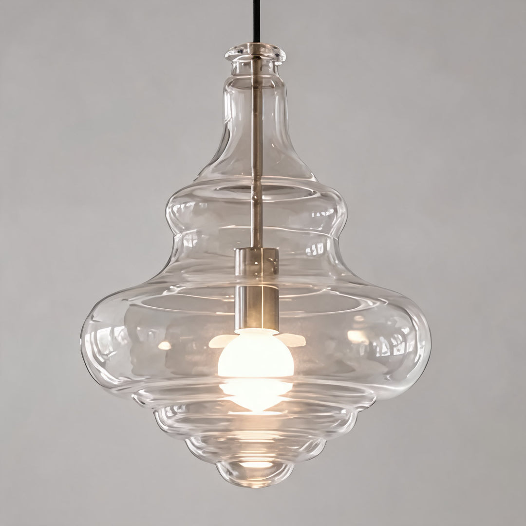 Modern Glass Pendant Light Adjustable Hanging LED Fixture for Kitchen Lighting