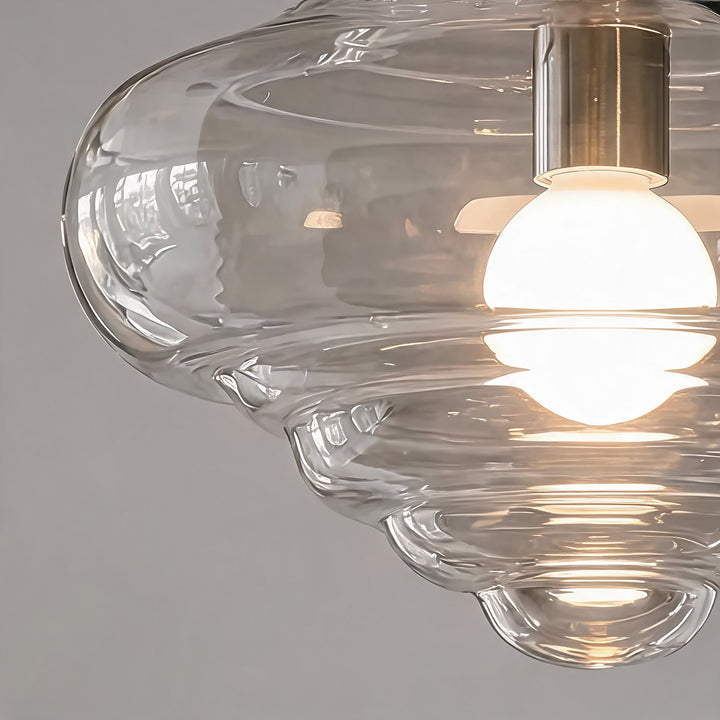 Modern Glass Pendant Light Adjustable Hanging LED Fixture for Kitchen Lighting