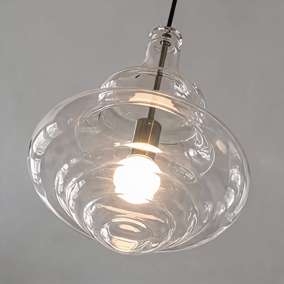 Modern Glass Pendant Light Adjustable Hanging LED Fixture for Kitchen Lighting