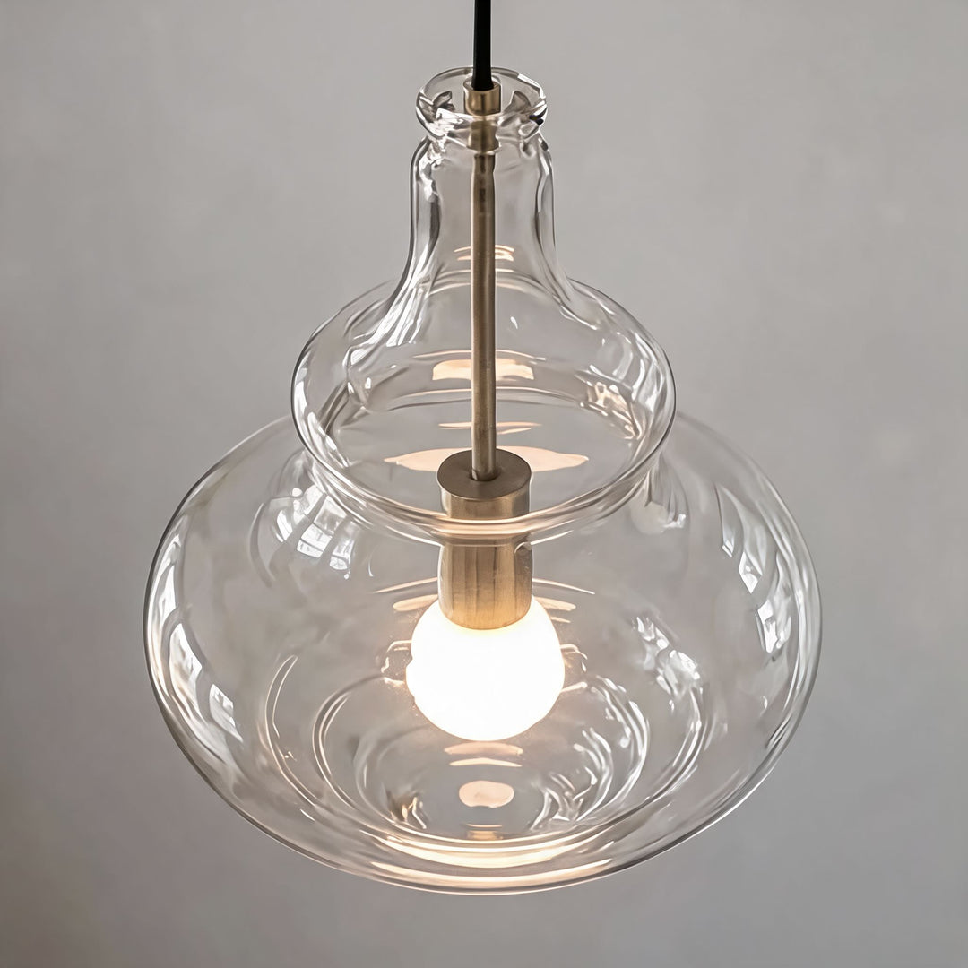 Modern Glass Pendant Light Adjustable Hanging LED Fixture for Kitchen Lighting