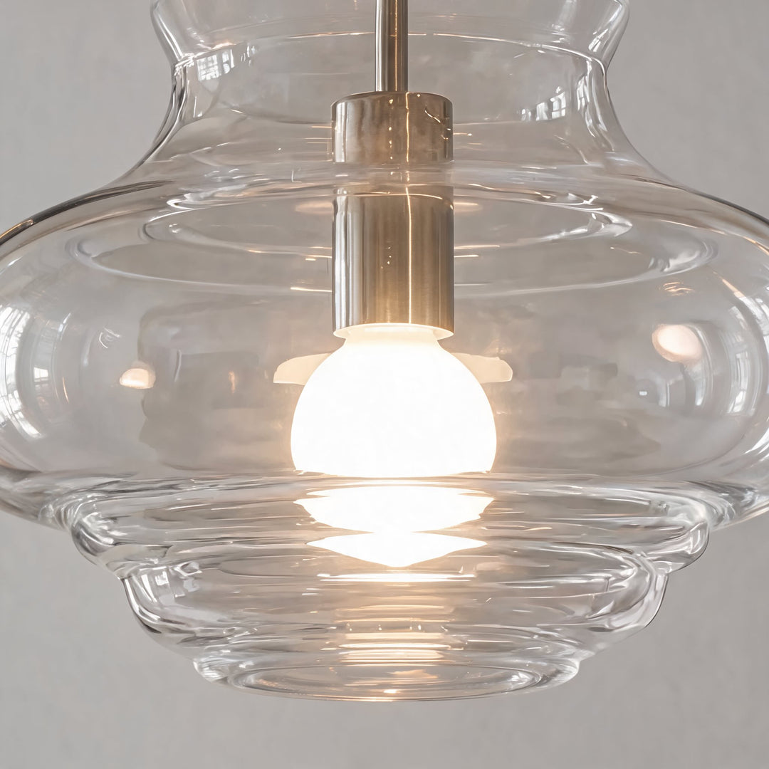 Modern Glass Pendant Light Adjustable Hanging LED Fixture for Kitchen Lighting