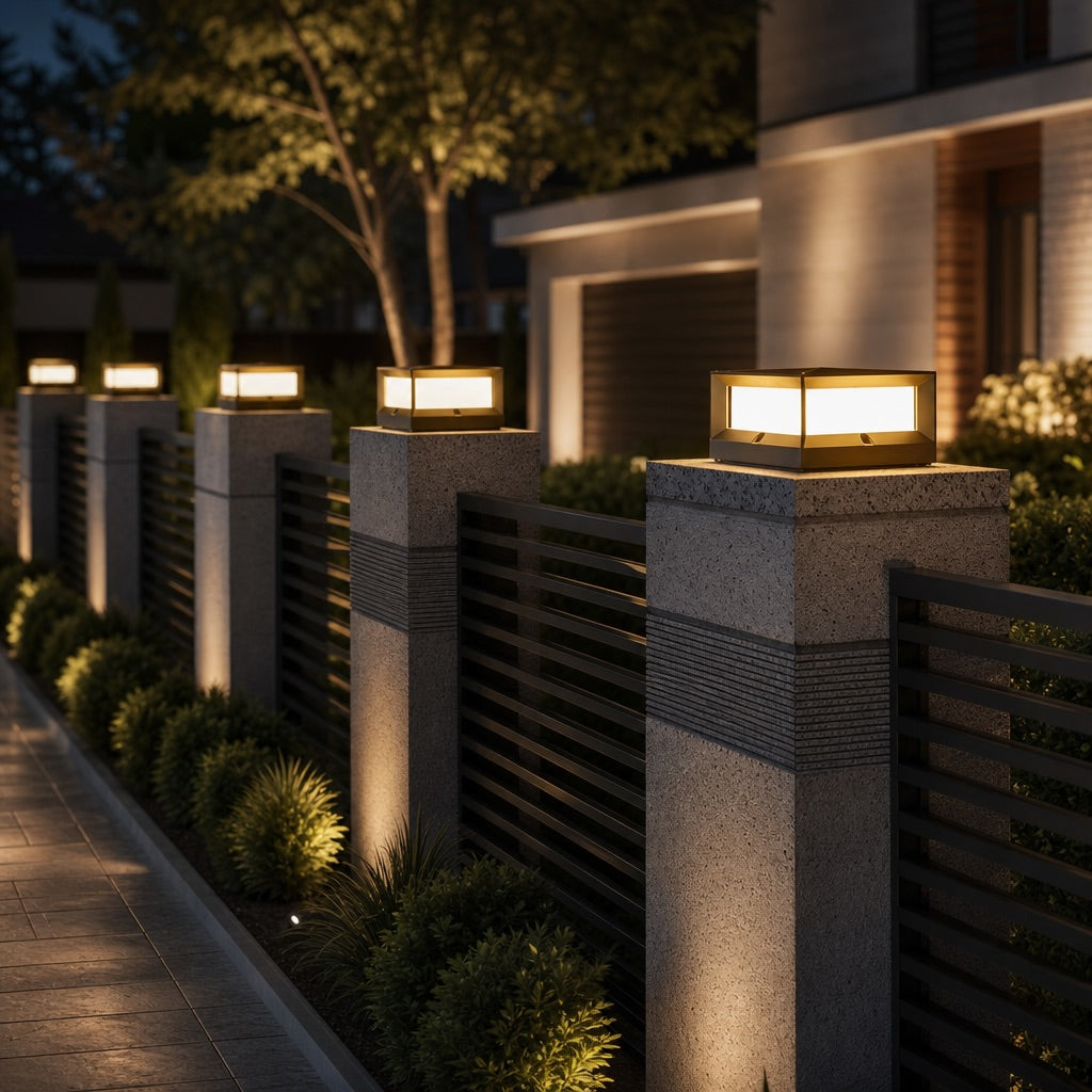 Modern Solar Garden Lights Outdoor Pillar Design Waterproof Aluminum LED 3200K