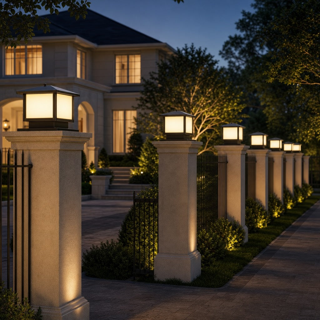 Modern Solar Garden Lights Waterproof Adjustable LED Aluminum Pillar Light with IP54 Rating