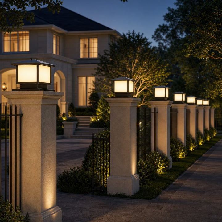 Modern Solar Garden Lights Waterproof Adjustable LED Aluminum Pillar Light with IP54 Rating