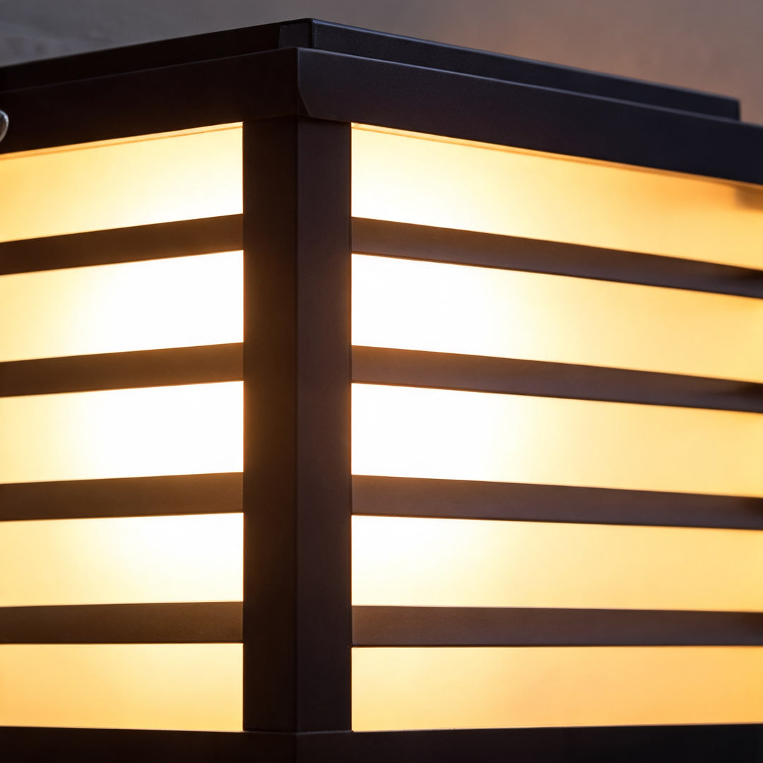 Solar Outdoor Wall Light Modern Die-Cast Aluminum with LED Warm White Glass Shade