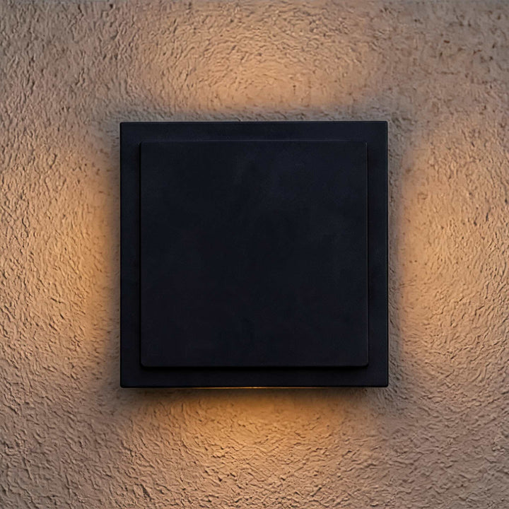 Solar Outdoor Wall Light Modern Die-Cast Aluminum with LED Warm White Glass Shade