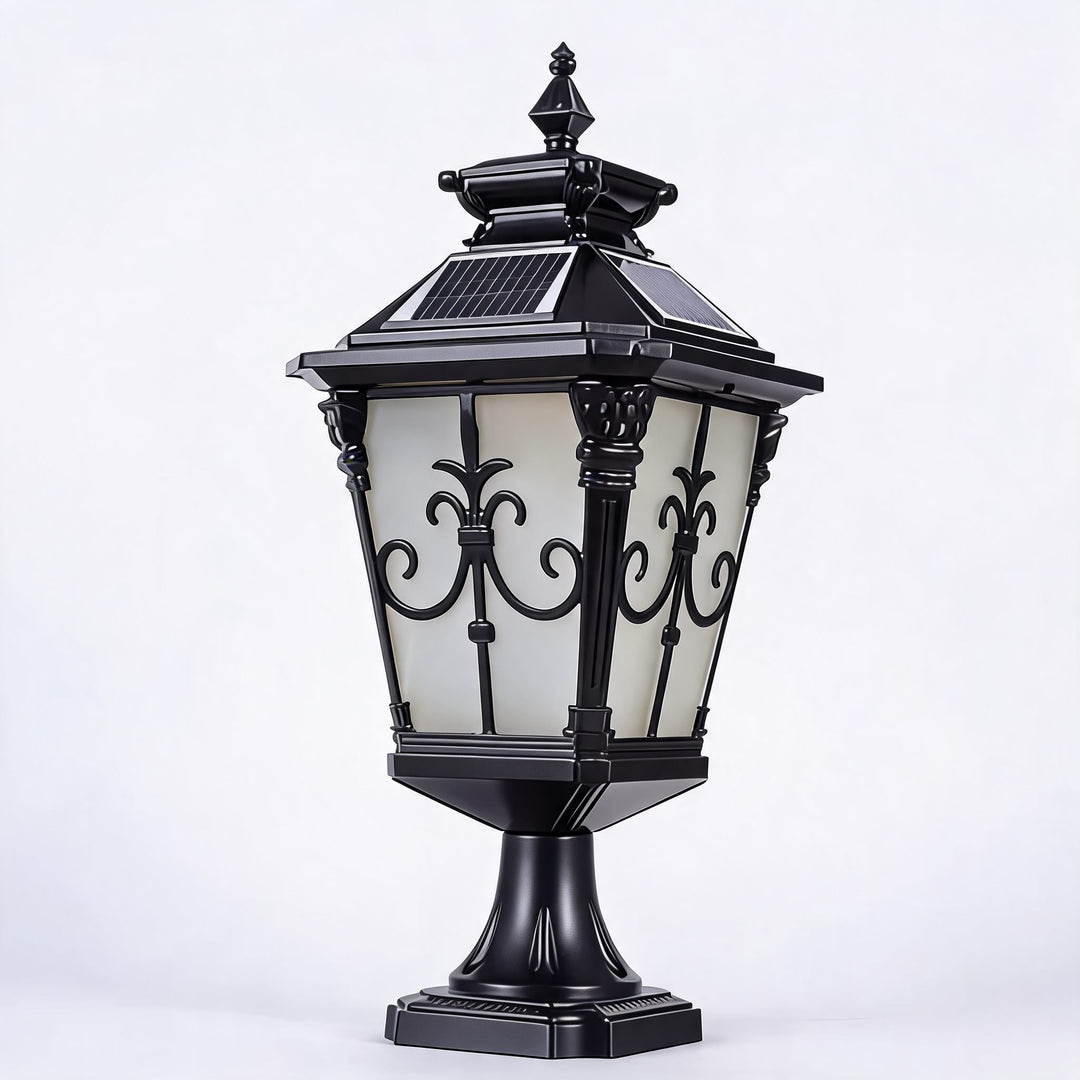 Solar Outdoor Garden Light Modern Fence Post Fixture Die Cast Aluminum LED Warm White