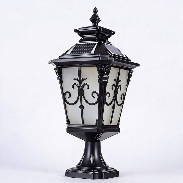 Solar Outdoor Garden Light Modern Fence Post Fixture Die Cast Aluminum LED Warm White
