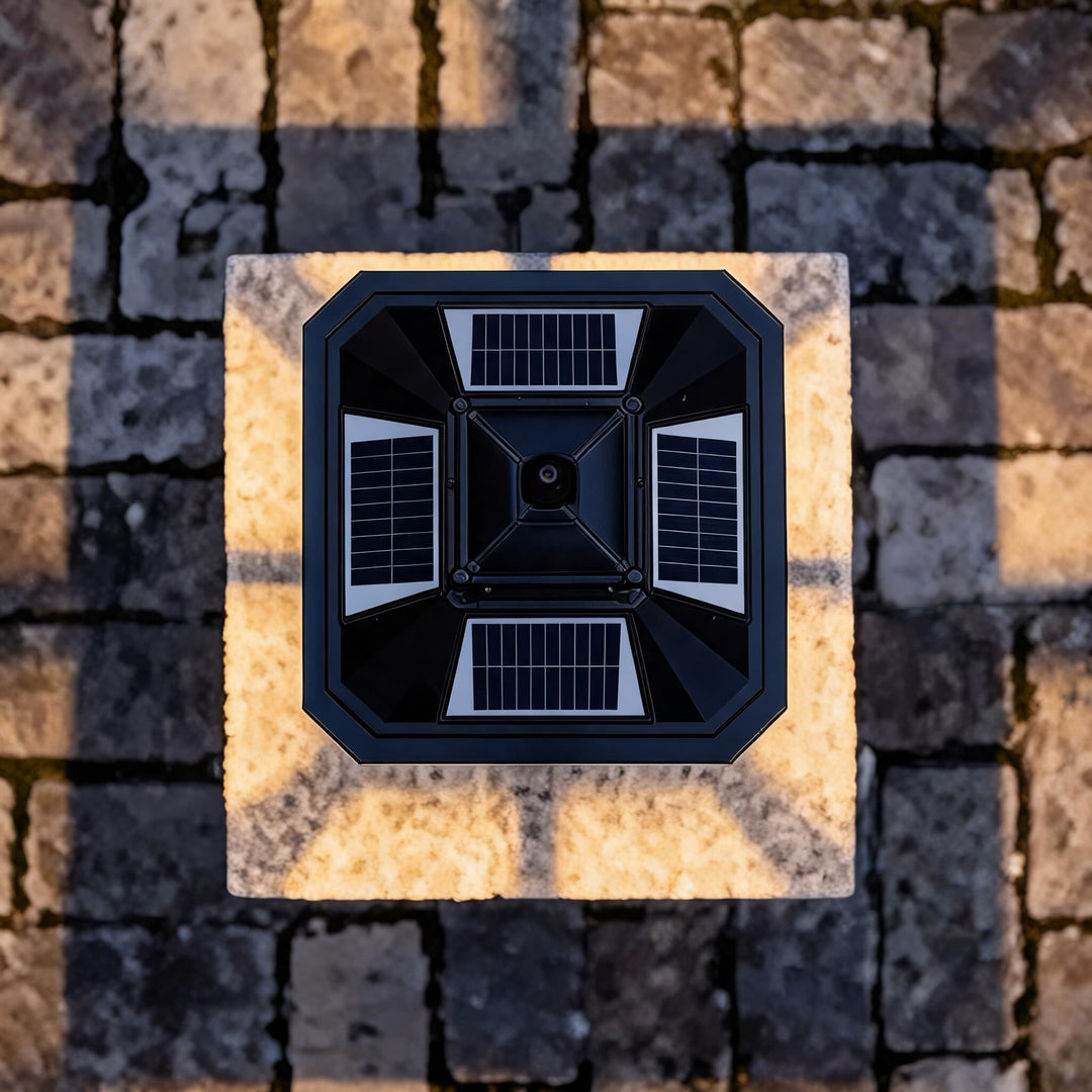 Solar Outdoor Garden Light Modern Fence Post Fixture Die Cast Aluminum LED Warm White