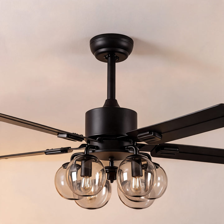 Industrial Black Ceiling Fan Light Flush Mount Metal Adjustable LED 52 Inch 60W
