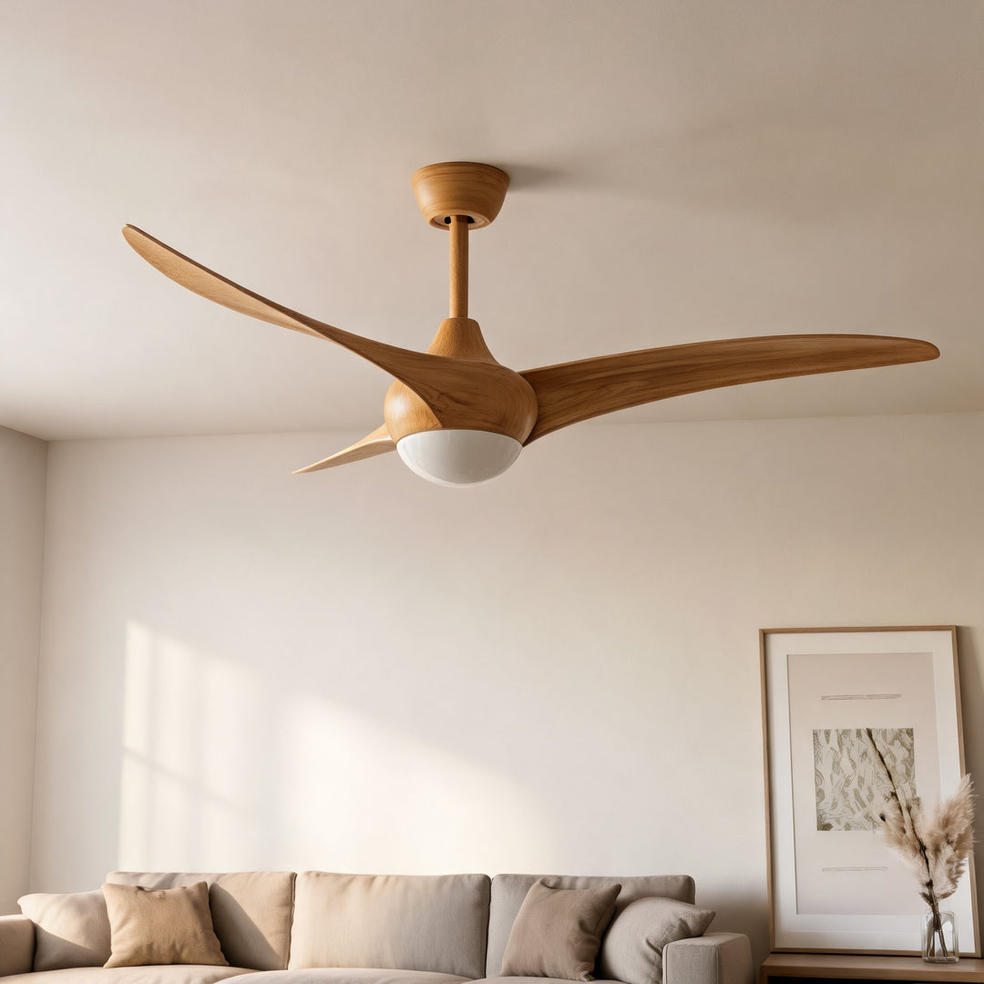 Contemporary 52 Inch Ceiling Fan with Lights Flush Mount Metal and Glass LED Dimmable DC Motor