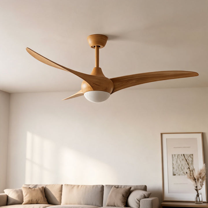 Contemporary 52 Inch Ceiling Fan with Lights Flush Mount Metal and Glass LED Dimmable DC Motor