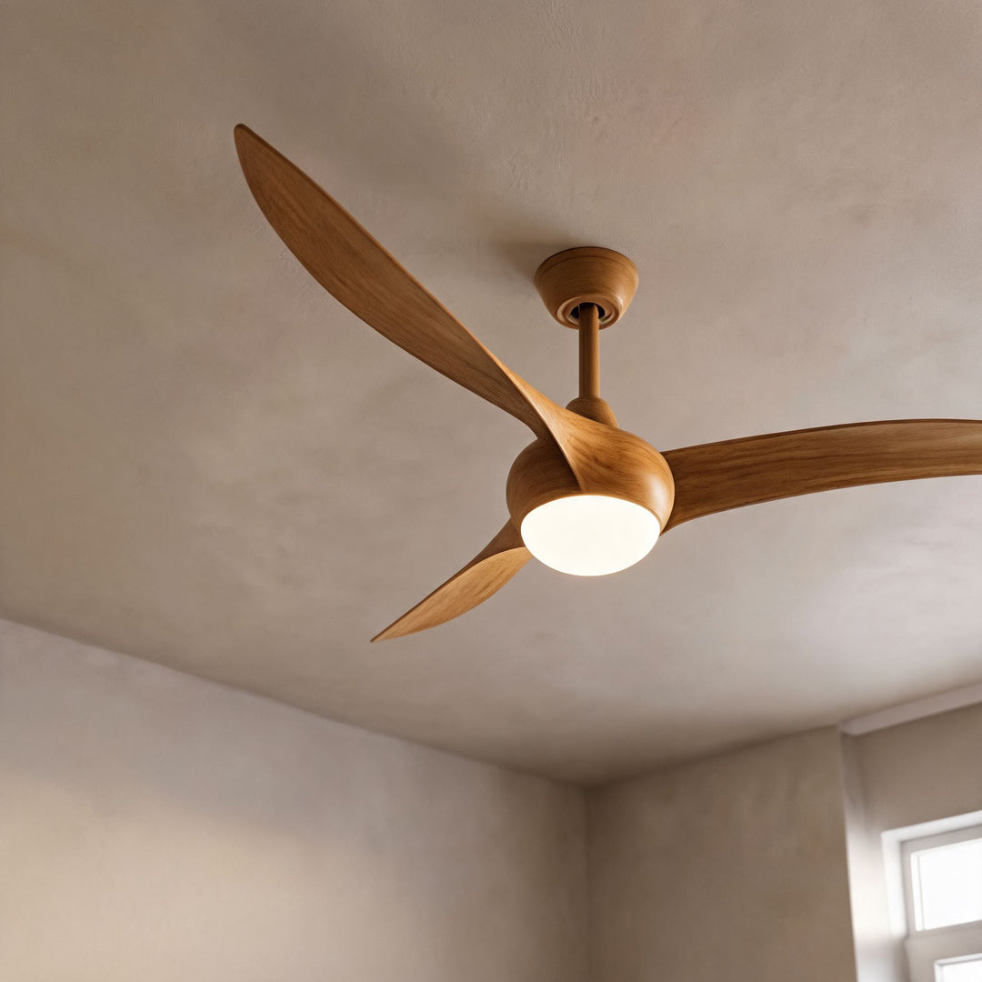 Contemporary 52 Inch Ceiling Fan with Lights Flush Mount Metal and Glass LED Dimmable DC Motor