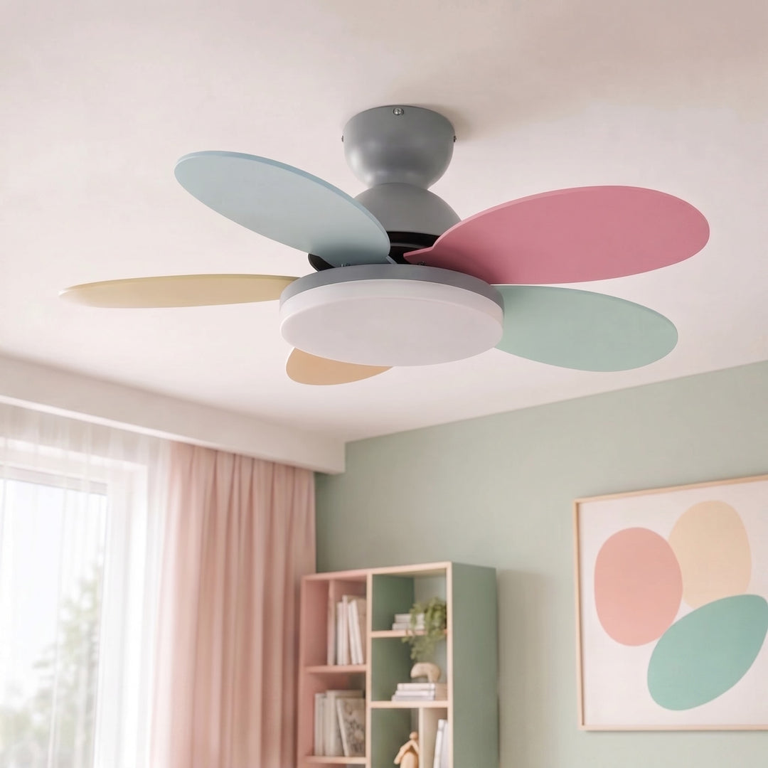 Modern White Ceiling Fan Light Flush Mount with Integrated LED and Whisper-Quiet DC Motor 35.4 inch