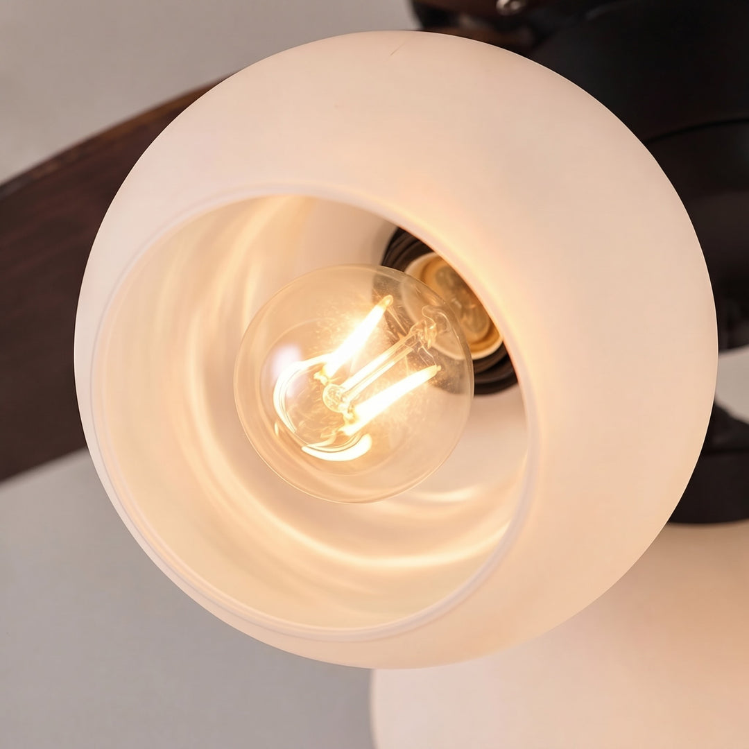 Modern Black Ceiling Fan with Lights Flush Mount Glass Shade Adjustable Speed for Indoor Use