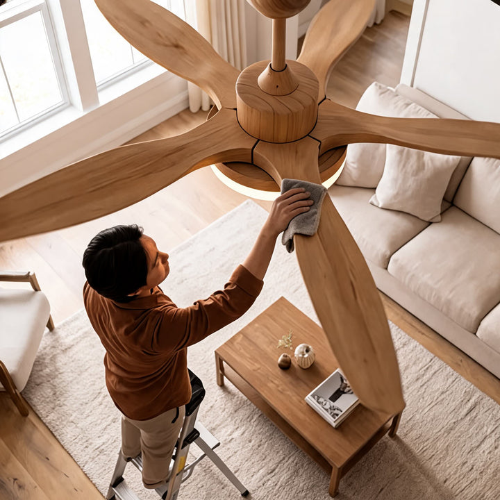 Modern Ceiling Fan Light 5-Blade Flush Mount Metal Adjustable LED with Remote Control