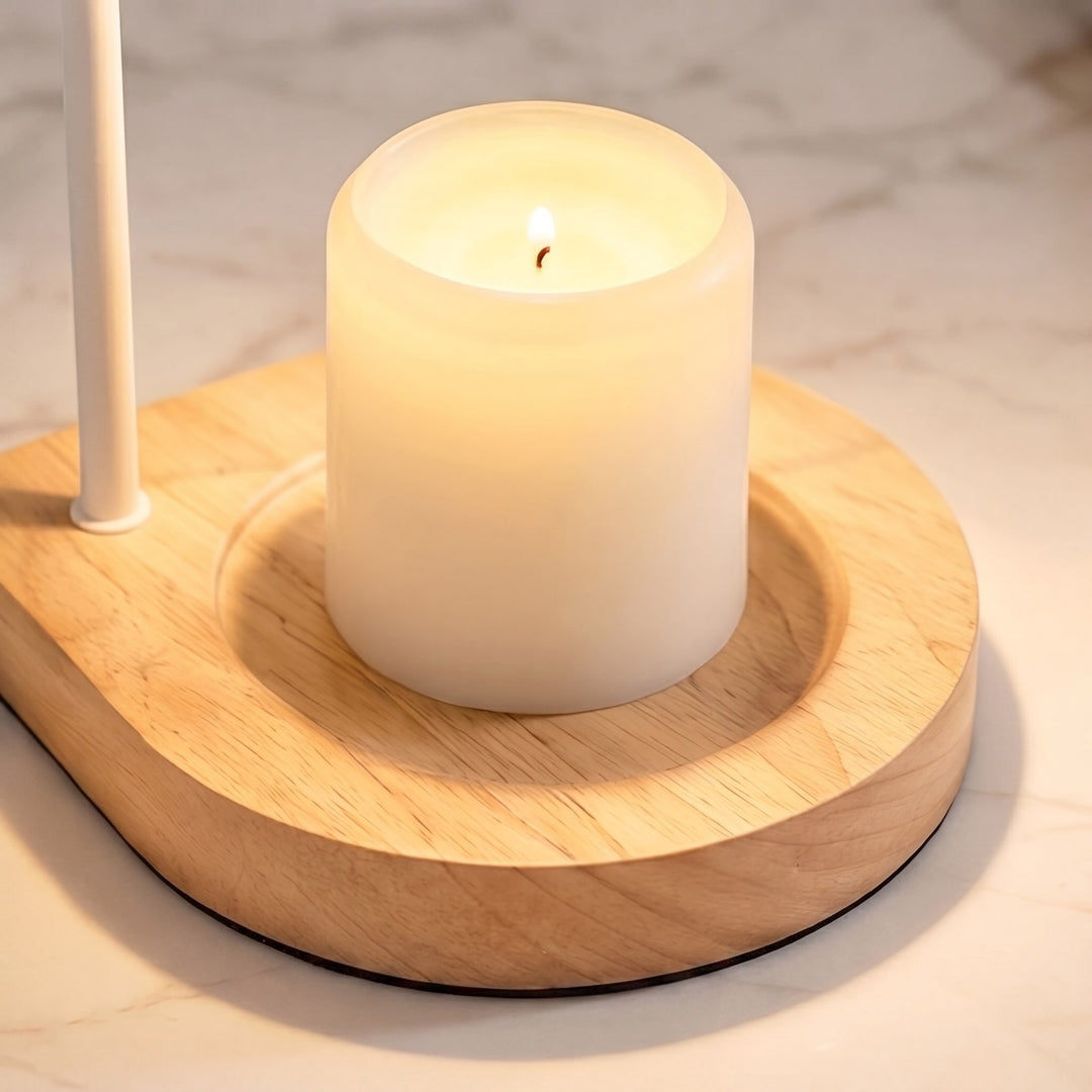 Modern Candle Warmer Lamp Table Light with Adjustable Height and Elegant Glass Design for Cozy Ambient Glow