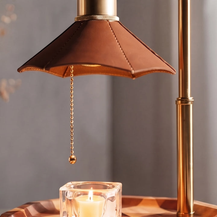 Modern Adjustable Candle Warmer Lamp Table Light Wood Brass Ambient LED Lighting
