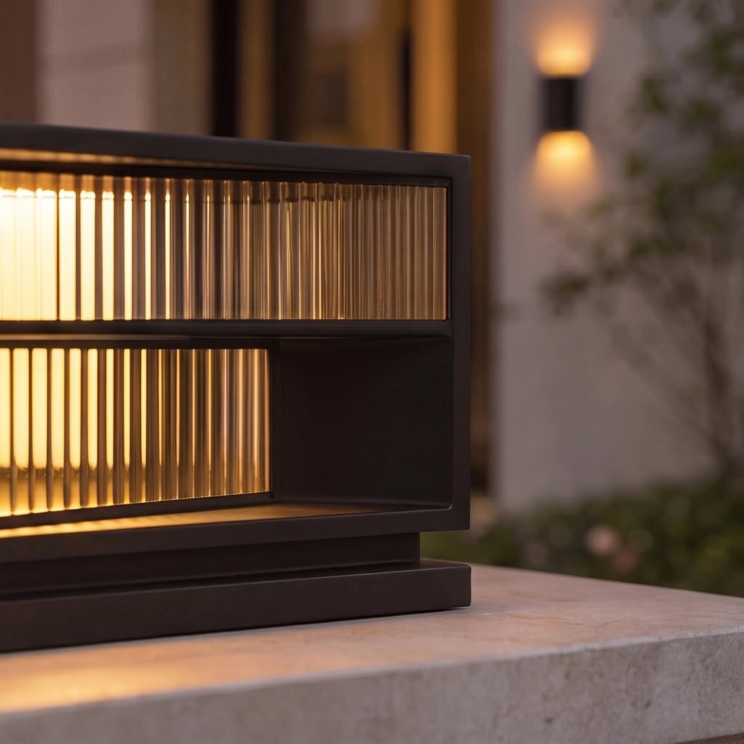 Modern Solar Garden Lights Wall Mounted Stainless Steel LED Waterproof Adjustable Height