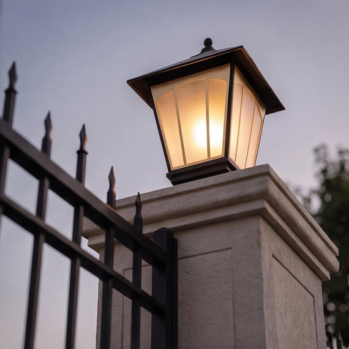 Modern Outdoor Pillar Light Wall Mounted Solid Copper Glass Shade IP55 Waterproof E27 Compatible