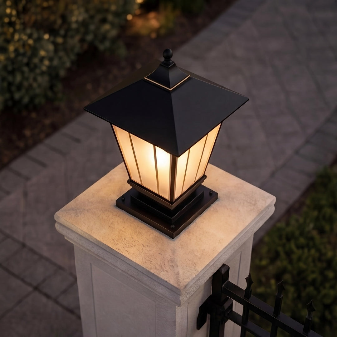 Modern Outdoor Pillar Light Wall Mounted Solid Copper Glass Shade IP55 Waterproof E27 Compatible