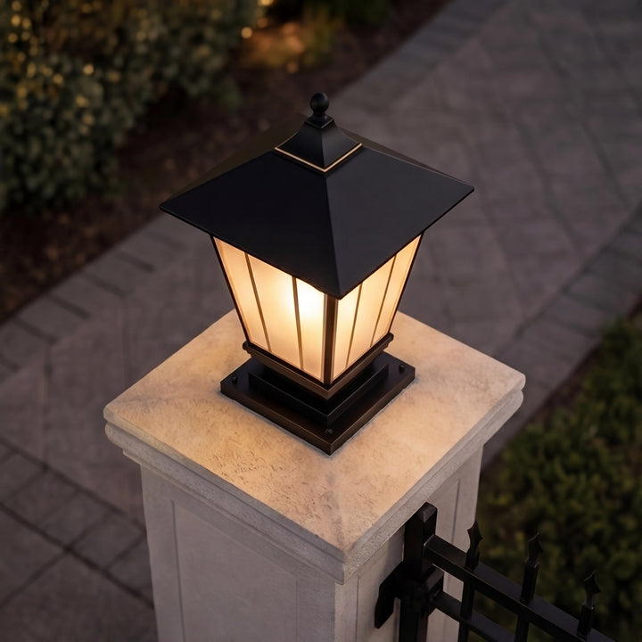 Modern Outdoor Pillar Light Wall Mounted Solid Copper Glass Shade IP55 Waterproof E27 Compatible