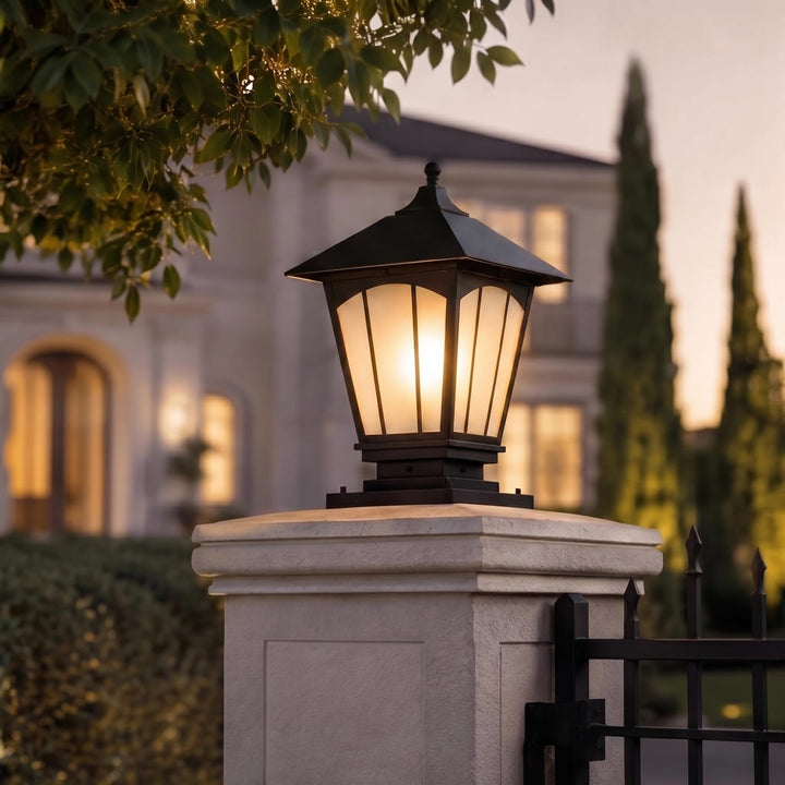 Modern Outdoor Pillar Light Wall Mounted Solid Copper Glass Shade IP55 Waterproof E27 Compatible